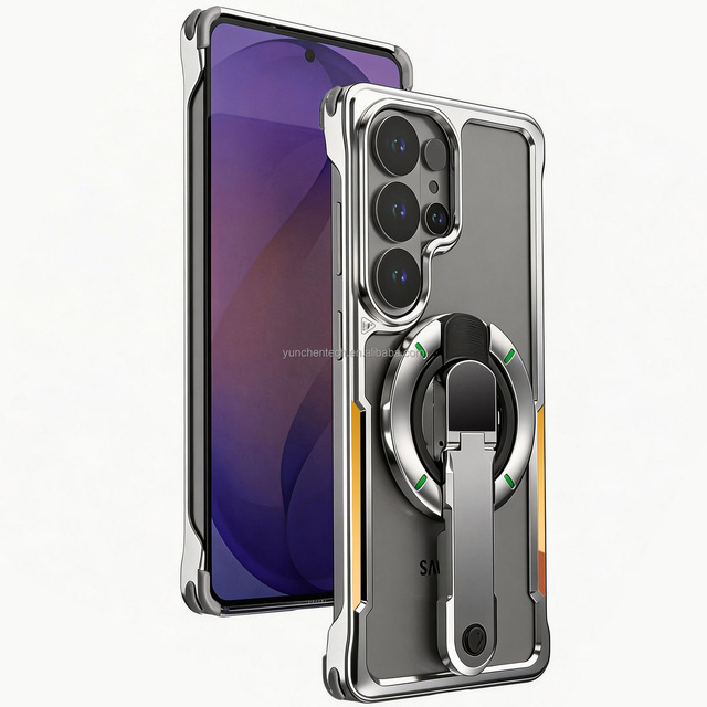 Dropshipping Rotation Mecha armor for Samsung Galaxy S26 Ultra for iphone 17 Pro Max Metal case with Stand Men Heat Dissipation