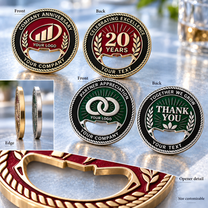 Monedas Conmemorativas Personalizadas con Abridor de Botellas para Aniversarios Corporativos y Apreciación a Socios, para Regalos al por Mayor, OEM, ODM - Product Image 2