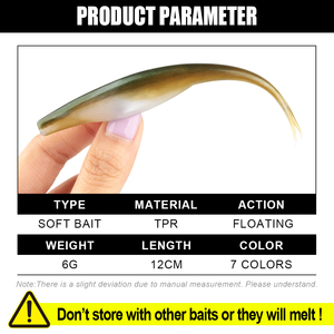 Spinpoler Leurre De Pêche Split Queue 12cm TPR Jerk Minnow Doux Jerkbait Drop Shot Artificielle En Plastique Eau Salée Swimbait Bass <span class=keywords><strong>Truite</strong></span> - Product Image 2