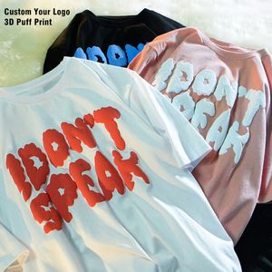 Vente en gros Contton O-cou Plus Size T-shirts unis personnalisés 3d Foam Puff Sérigraphie logo T-shirt surdimensionné pour hommes - Product Image 1