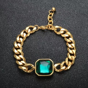Cross - edged gold gem bracelet stainless steel jewelry gold chain charm bracelets womens accessories Fashion jewelry
