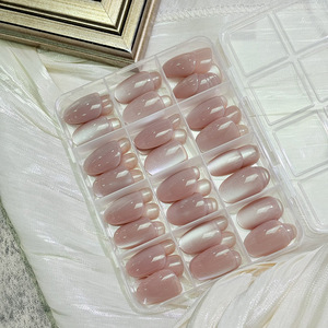Lot de 144 <span class=keywords><strong>faux</strong></span> ongles à presser, couvrance totale, courts, forme amande, effet œil de chat, carrés - Product Image 4
