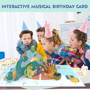 Tarjeta de Cumpleaños 3D con Dinosaurio, Luces y Música para Fiestas - Product Image 2