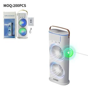2026 Custom Mist Fan With Water Tank Portable USB <b>Rechargeable</b> <b>LED</b> <b>Lights</b> Fan for Home - Product Image 5