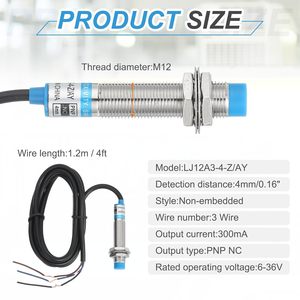 Inductive Proximity <strong>Sensor</strong> PNP NC M12 DC 6-36V 300mA 4mm 3-Wire Industrial Automation LJ12A3-4-Z/AY - Product Image 2