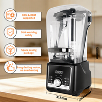 Mixeur Commercial Électrique 6L en Plastique avec Couvercle Insonorisé, Commande Tactile, 7 Vitesses, pour Broyer la Glace, Préparer des Jus et des Smoothies, Silencieux et Automatique