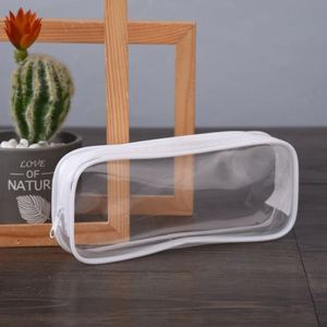 Custom Transparent PVC Water Resistant Zipper Pencil <b>Case</b> Large Capacity Multifunctional Fashion <b>Makeup</b> Bag for Travel - Product Image 2