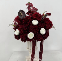 L-R498 Nouvelle Arrivée Bouquet de Fleurs Artificielles de Haute Qualité Bordeaux et Blanc Centre de Table pour Événements, Fêtes et Mariages