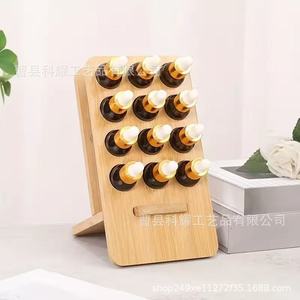 Wooden Essential Oil <b>Bottle</b> <b>Storage</b> <b>Rack</b> 12 Compartment Bamboo Desktop Organizer Standing Type Multi Layer Display Holder - Product Image 1
