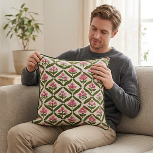 Handmade Cotton Piping Luxury Throw Pillow Cover <b>Stain</b> Resistant Washable Decorative Premium Export Quality Home Furnishing - Product Image 1