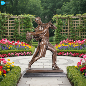 Индивидуальные полноразмерные романтические уличные современные скульптуры из полированной нержавеющей стали: модные парные танцующие фигуры, обнаженный танцующий мужчина - Product Image 2