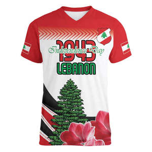 T-shirt personnalisé pour <span class=keywords><strong>homme</strong></span>, col en V, Jour de l'Indépendance du Liban, cèdre libanais, <span class=keywords><strong>80</strong></span> ans d'anniversaire, sublimation, t-shirts du Liban - Product Image 5