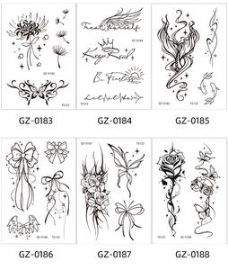 Base de plante 3D noir <span class=keywords><strong>fleur</strong></span> Rose tatouages temporaires pour femmes étanche faux corps Art bras croquis <span class=keywords><strong>tatouage</strong></span> autocollants pour femmes filles - Product Image 5