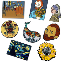 Pas de minimum en vrac Van Gogh tournesols célèbre peinture émail épinglette Collection épingles en émail