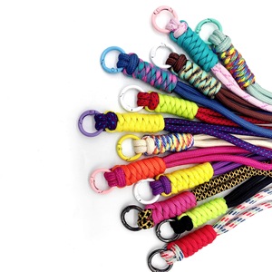 Color Blocked Phone Lanyard Keychain Short Style Universal Polyester Mobile Phone Strap With Metal Ring For Phone Case Car Key - Product Image 3