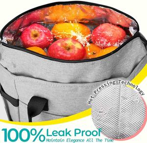 Large Tote Insulated Lunch Bag with Custom Logo Adult Casual Shoulder Strap Lunch Box for Women Side Pockets <b>Water</b> <b>Bottle</b> Holder - Product Image 2