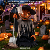 Décoration d'Halloween extérieure : Épouvantail citrouille pop-up à détection de mouvement pour aménagement de fête dans la cour