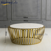 Table basse ronde moderne avec dessus en pierre frittée Base contemporaine en acier inoxydable au design nouveau pour les meubles de café à domicile