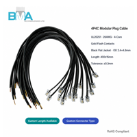 Cable Modular 0.4M 4P4C UL20251 26AWG RJ9 de 4 Pines con Arnés de Cable a Cable Desnudo para Auriculares de Intercomunicación y Equipos de Audio