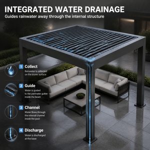 Tonnelle d'extérieur en aluminium thermolaqué 3x4m avec norme UKCA, écologique et naturelle, pour la décoration de patio et de piscine - Product Image 5