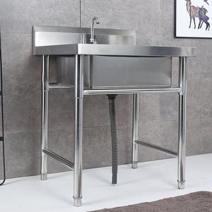 Plan de travail en acier inoxydable pour évier commercial, plan de travail de cuisine autoportant avec égouttoir, SUS201, SUS304, robuste - Product Image 3