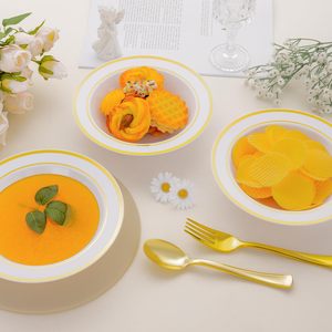 Piatti di Plastica <span class=keywords><strong>Usa</strong></span> <span class=keywords><strong>e</strong></span> <span class=keywords><strong>Getta</strong></span> Premium da 7,5 Pollici con Bordo Dorato, Piatti Fondi <span class=keywords><strong>per</strong></span> Cena, Dessert, Antipasti, <span class=keywords><strong>Ciotole</strong></span> Rotonde <span class=keywords><strong>per</strong></span> Zuppa <span class=keywords><strong>per</strong></span> Matrimoni <span class=keywords><strong>e</strong></span> Feste - Product Image 3