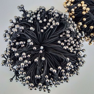Vente en gros de bijoux tendance, élastiques à cheveux en perles dorées et argentées, élastiques à cheveux à 3 brins, accessoires capillaires mignons, bijoux à 1 yuan, 1 yuan - Product Image 5