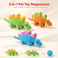 Jouet pour chien 2-en-1 durable en peluche, grand dinosaure couineur, stégosaure de dessin animé, pour soulager l'ennui et prendre soin des dents