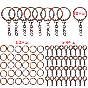 Kit de matériaux pour anneaux d'ouverture de porte-clés, 10 maillons de chaîne, 50 vis à œillet, 50 pièces pour la fabrication de bracelets, accessoires de bijouterie - Product Image 2