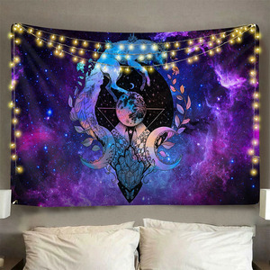 Wholesale Abstract Hippie Psychedelic Wall Hanging Moon Wolf Psychedelic Tapestry Wall Hanging Home Decoration - Product Image 1