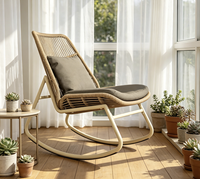Fauteuil à bascule en rotin PE toutes saisons, dossier ergonomique, chaise longue portable pour patio, appartement, balcon, école - Vente en gros
