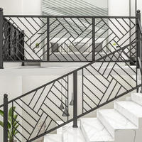 Rampe d'escalier en aluminium à motif géométrique couleur personnalisée, balustrade métallique moderne à treillis diagonal pour escalier intérieur de villa ou loft