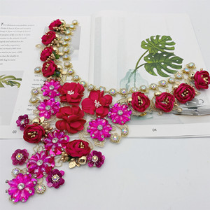 Vintage bordado flor cuello elegante señora real blanco encaje falso cristal con cuentas diamantes de imitación camisa collares - Product Image 5