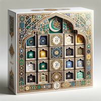 Coffret Cadeau Calendrier de l'Avent Ramadan de Luxe Personnalisé 30 Compartiments en Matériaux Recyclés avec Gaufrage Conçu pour Nettoyant Visage Crème