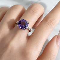 Bague en argent sterling 925 plaqué rhodium avec améthyste naturelle taille octogonale, vente en gros d'usine, pour femme, cadeau, tenue de soirée