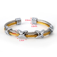 Bracelet en acier titane pour hommes, femmes, couple, fil d'acier, double corde, punk X, acier inoxydable, 2023