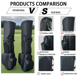 Borsa da Golf Pieghevole Personalizzata Leggera in Nylon Nero per il Trasporto del Dime da Golf da Viaggio - Product Image 4