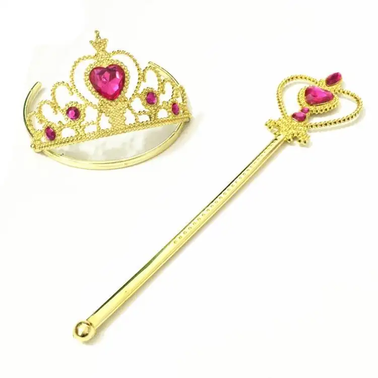 Children Princess cosplay Gold Crown Red Rhinestones Diamonds Tiara Crown for Girls'birthday party hair accessories T0079 (11)