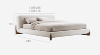 Cama Moderna de Plataforma Baja, Tamaño Queen, Tapizada en Terciopelo Blanco, con Estructura de Madera de Palisandro y Almacenamiento, para Venta al Por Mayor