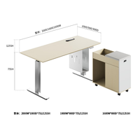 Bureau réglable en hauteur pour une utilisation assise et debout, armoire latérale mobile en option, adapté aux bureaux et aux salles d'étude