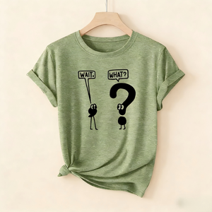 เสื้อยืดลำลองผู้หญิงลายการ์ตูน "<span class=keywords><strong>Wait</strong></span> <span class=keywords><strong>What</strong></span>" คอกลมแขนสั้น - Product Image 1