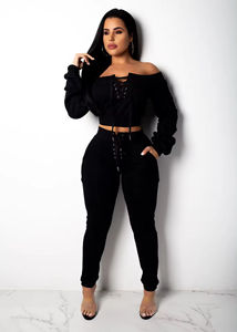 Dropshipping Hot Sale Boutique Long Sleeve Top Pants Outfits Two Piece Set Women <strong>Clothing</strong> - Product Image 3