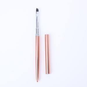 Customizable Logo Nail <b>Brush</b> Set Flat Hair 3D Style Soft Metal Handle Rose Pen Holder for Nail Salon Use - Product Image 6