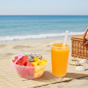 Vaso de Plástico Personalizado de PP de 500ml y 700ml para Helado, Jugo, Boba, Té de Frutas, Freyo Tower 2 en 1, para Snacks y Bebidas, con Tapa y Recipiente para Snacks - Product Image 1