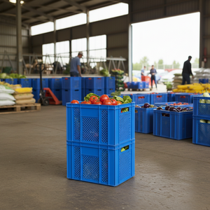 KE 820 Full Perforated Plastic <b>Crate</b> Heavy Duty Stackable Ultra Ventilated Foldable Industrial Storage <b>Crate</b> for Agriculture - Product Image 3