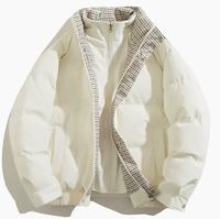 Veste d'hiver chaude à col montant, fermeture éclair, garniture intérieure à carreaux, coupe décontractée, multi-poches, vêtement d'extérieur décontracté pour tous les jours