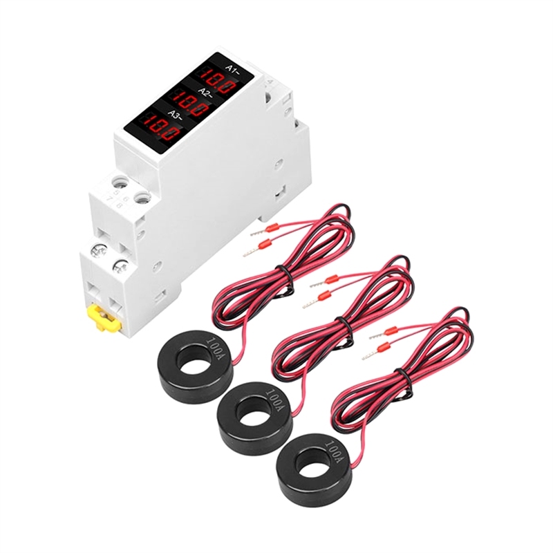 SDM010A <strong>Guide</strong> rail Three <strong>Phase</strong> AC80-500V Current Meter <strong>Digital</strong> Display <strong>Ammeter</strong> Monitor Ampere Meter Measuring 0-100A Ampermeter