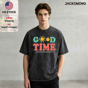 T-shirt Oversize Verde G/O/D con Stampa Cartone Animato Sole Rosso al Centro e Stampa Piccola con Citazione Botanica Fine-print sul Fondo T/I/M/E USA - Product Image 1
