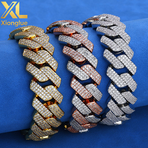 Men's Hip Hop Jewelry 25mm Wide Thick Heavy Bling CZ Iced Out 3 Rows Zircon Rhombus Prong Cuban Link Bracelet - Product Image 5