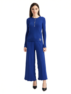 Set Maglione Lavorato a Maglia da Donna Dolce & Gabbana Blu Royal con Collo Tondo e Dettaglio Bottoni, Lunghezza Intera, Casual, Per Tutte le Stagioni, Vestibilità Regolare - Product Image 1